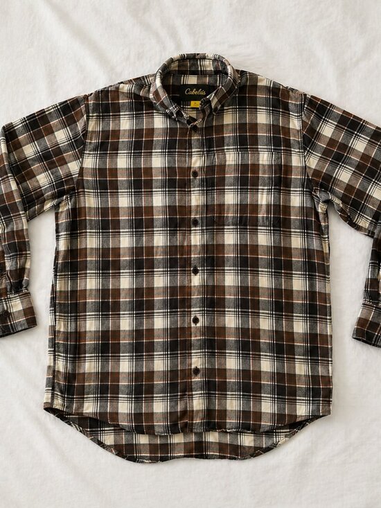 Cabela's Other - Cabela’s Plaid Flannel Button Down Shirt Brown Cream Cotton Long Sleeve Medium